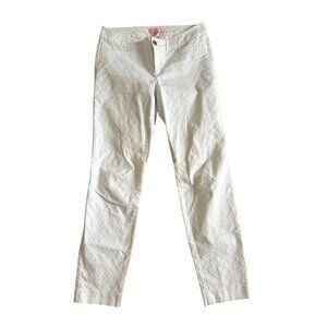 Lilly Pulitzer Womens Sz 4 White Jacquard Skinny Ankle Pants Bottoms